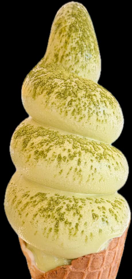 An Organic Matcha soft serve cone.